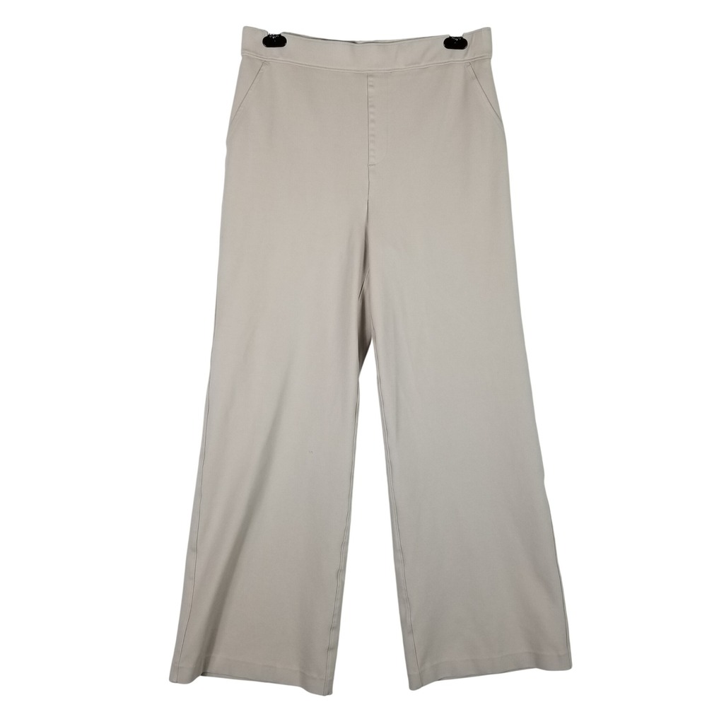 Popilush Wide Leg Pants Women XL Beige High Waist Built-in Shapewear Trousers